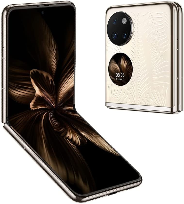 HUAWEI P50 Pocket Premium - 可折疊智能手機，3D 微雕設計，超光譜攝像頭，6.6 英寸 OLED 顯示屏，防曬檢測，12GB RAM+512GB ROM，金色