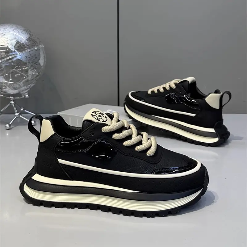 Men's Casual Sneakers for Summer Hot Fashion Breathable Soft Walking Running Shoes Thick-Sole Dad Style Insole Material Mesh PU