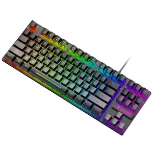 K16 87 Keys PC Keyboard Waterproof Portable Esports Gaming Keyboard USB Wired Backlit Ergonomics Colorful Computer Accessories