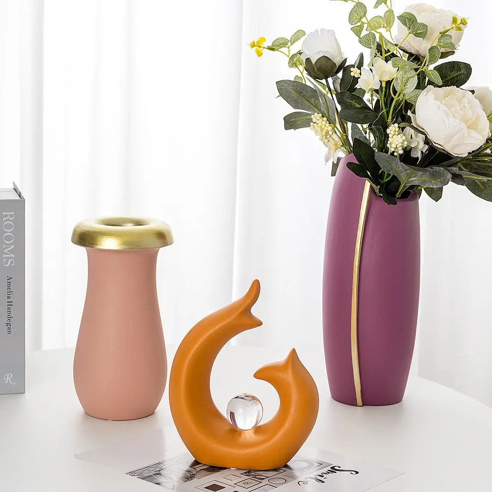 New Arrivals Tabletop European Home Decorative Porcelain Flower Vases Matte Ceramic Vases and Decor Accessories