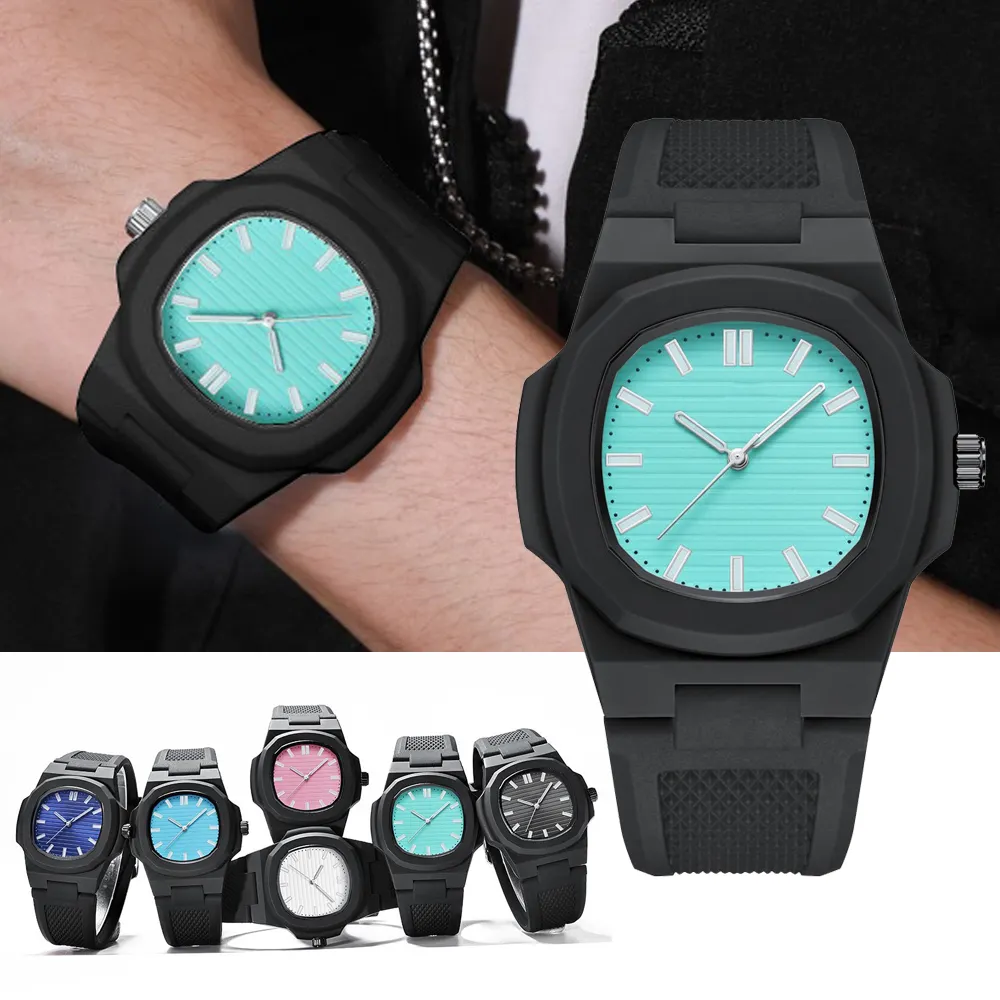Wholesale Silicone Strap Plastic Unisex Watches Custom Wristwatches Sport Waterproof Quartz Watch for Men and Women