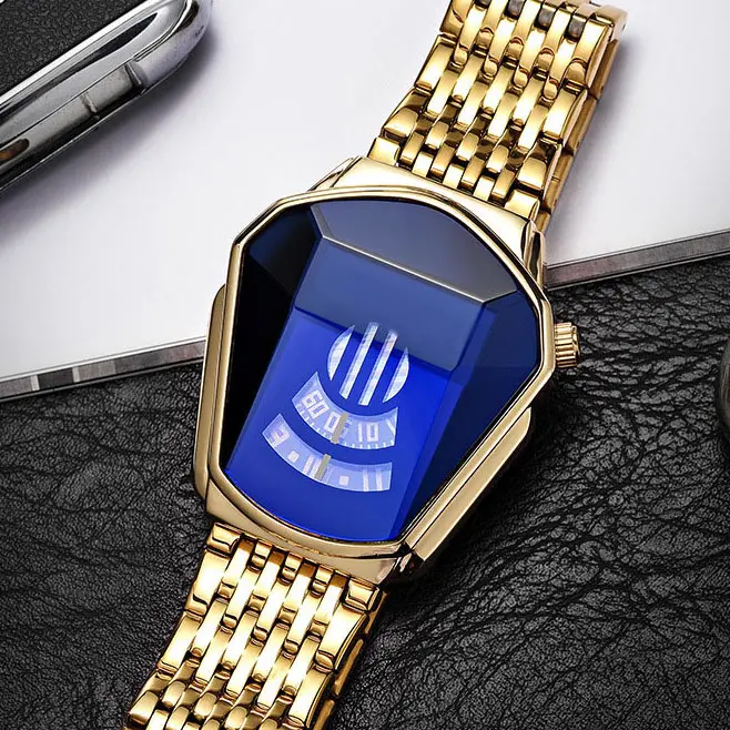 Luxury Men's Steel Band Fashion Casual Dial Waterproof Motorcycle Personality Design Boxed Fashion Quartz Movement Watch