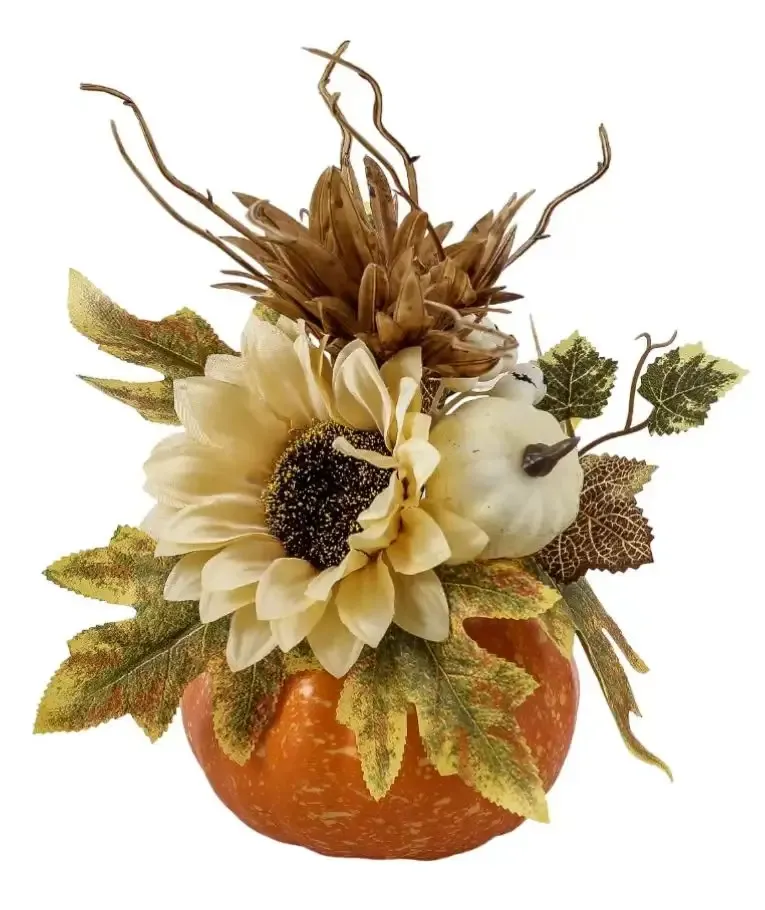 Real Touch Artificial Sunflower and Pumpkin Pot Office Home Wedding Party Decoration for Christmas