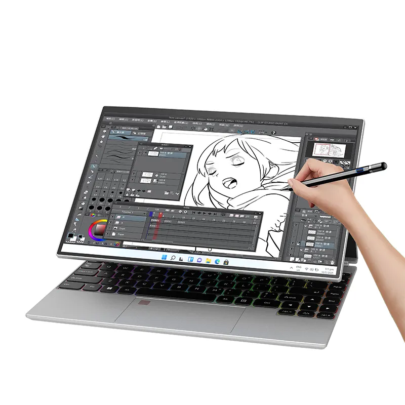 14 Inch Touch Screen Laptop Quad Core Student Notebook IPS Backlit Keyboard FingerPrint Unlock Studio Laptop