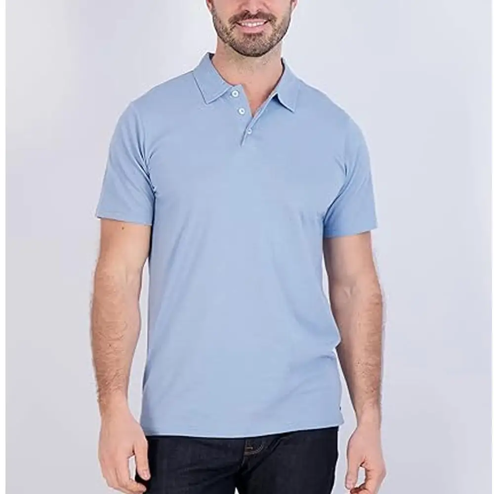Mens Polo Short/Long Sleeve Shirt Classic Button Basic Solid Color Designed Collared Polo Shirt Fashion Casual Shirts