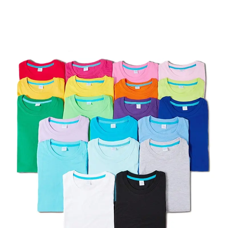 China Bangladesh Factory Price OEM Customized Logo Embroidery Mens Colorful Combed Cotton CVC Short Sleeve Group Uniform T Shirt